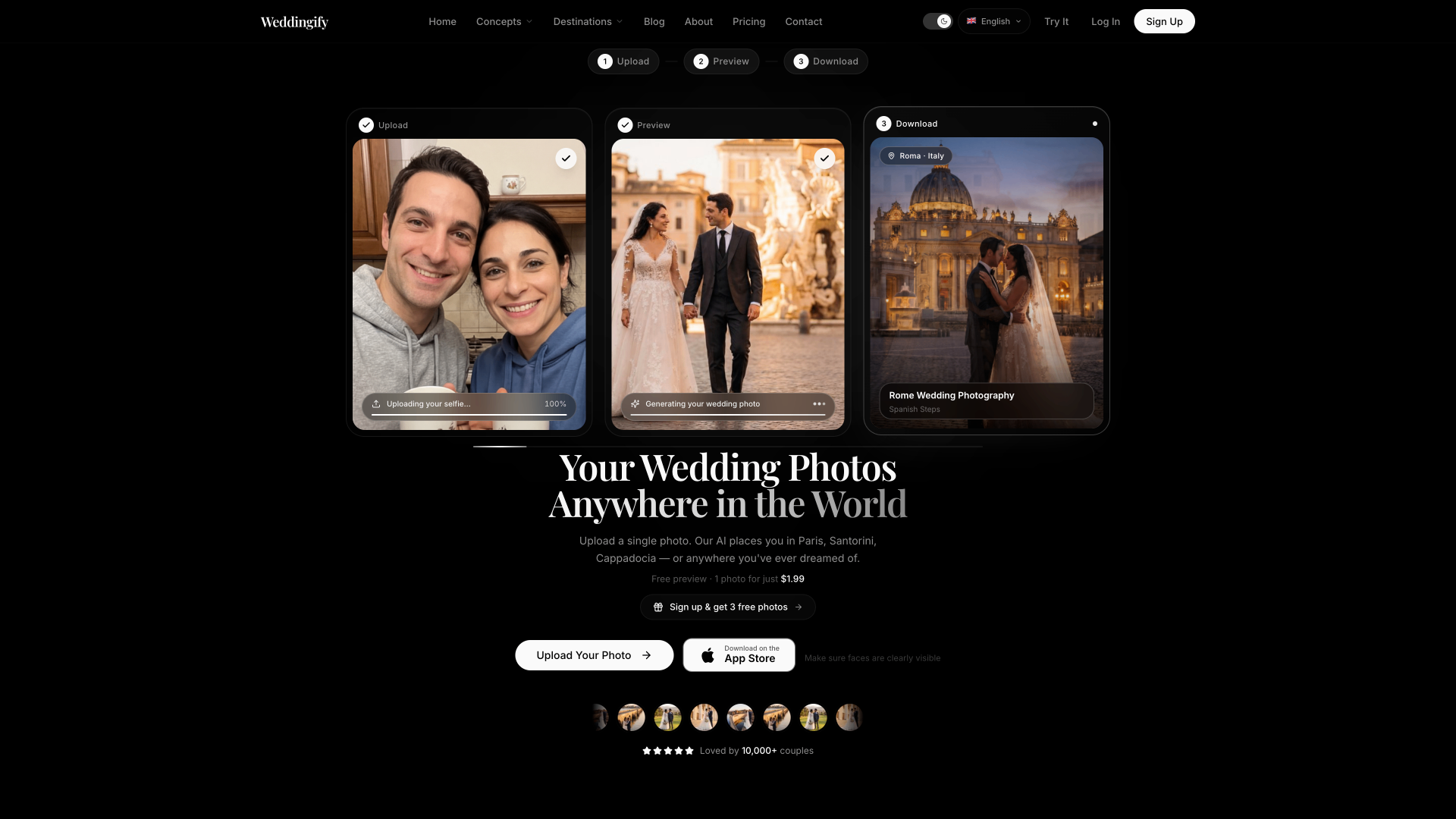 Weddingify arayüzü